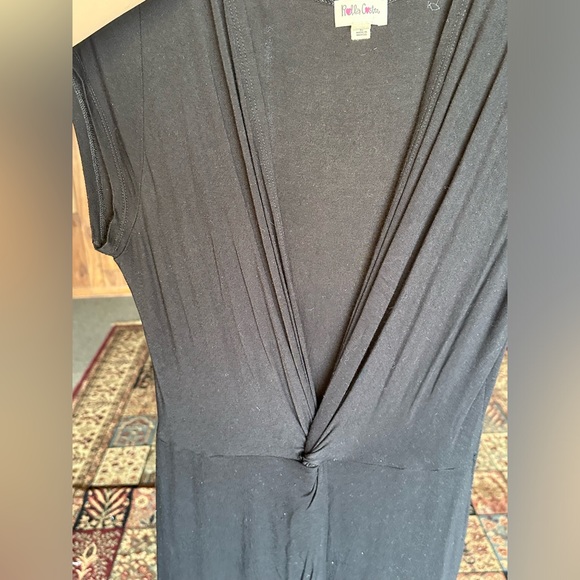 Black Jersey Dress with Plunging Neck Line - Picture 5 of 5